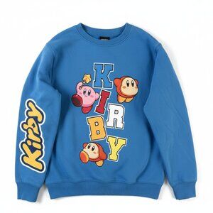 Nintendo Kirby Graphic Print Long Sleeved Blue Sweater Boys Size M